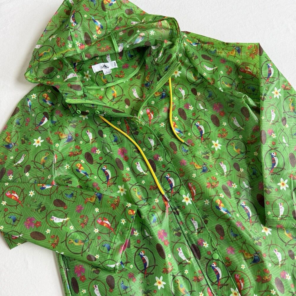 Disney Parks Enchanted Tiki Room Bird Hooded Rain Coat Jacket Women's LARGE - Picture 2 of 10